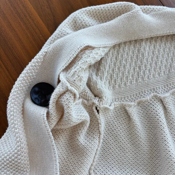Eight Eight Eight Cardigan M Cream Knit Single Button Pocket Y2K Coastal Grandma - Image 8