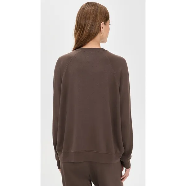 Splits59 Andie Oversized Soft Modal Fleece Sweatshirt Dark Chocolate Cozy Large - Image 3