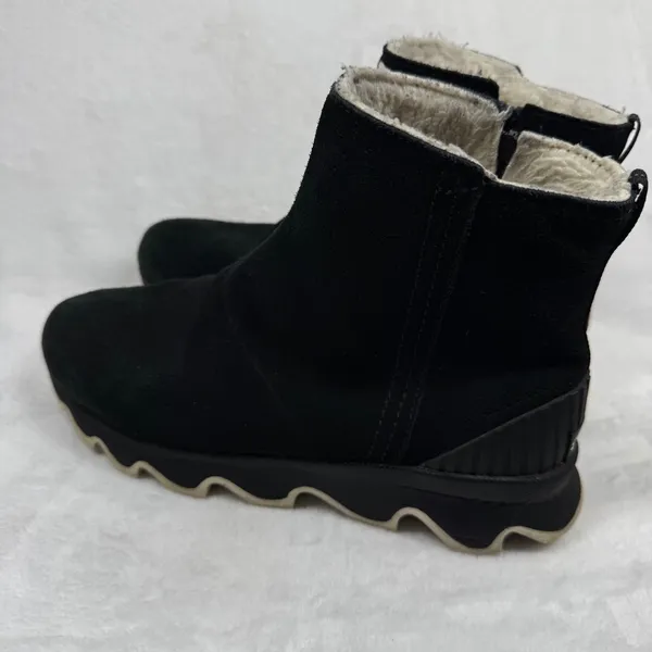 Sorel Kinetic‎ Short Black Suede Faux Fur Lined Ankle Boots NL3128-010 Womens 8 - Image 7