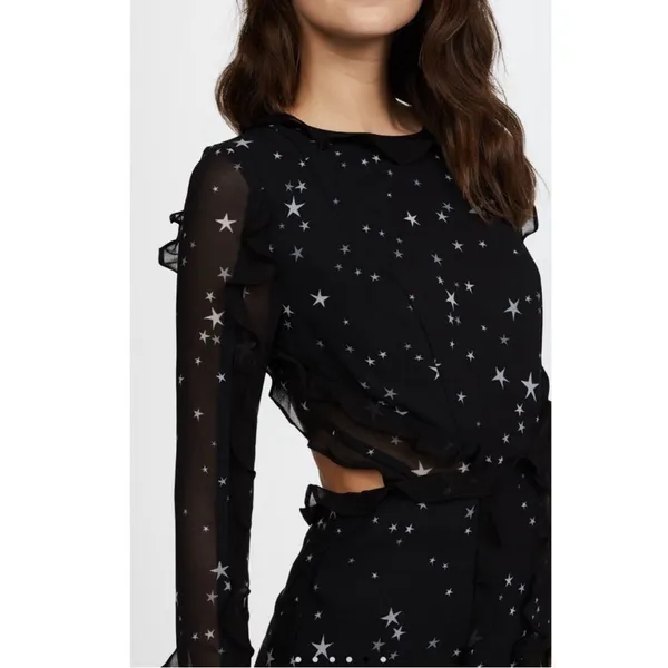 Fame & Partners Kye Star Print Ruffle Open Back Mini Dress Size 2 NWT - Image 4
