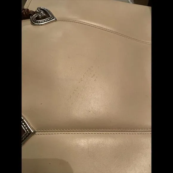Bug Brighton Braided Leather Cream Handbag Purse‎ Tote 14”x10.5”x5” - Image 12