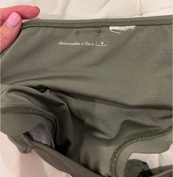 Abercrombie & Fitch Olive Green Scallop Edge Bikini Bottoms - Image 3