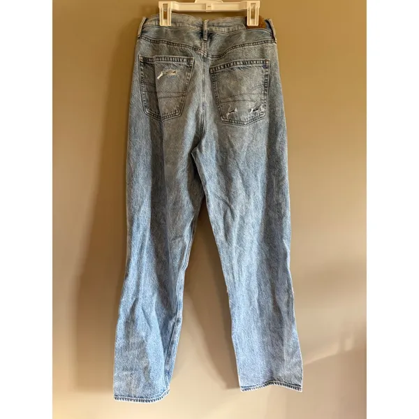 American Eagle‎ Highest Rise 90s Boyfriend Jeans Distressed Plaid Patch Light 6L - Image 3