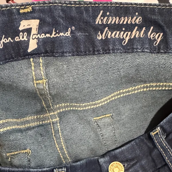 7 For All Mankind Dark Indigo Straight Leg Jeans - Image 3