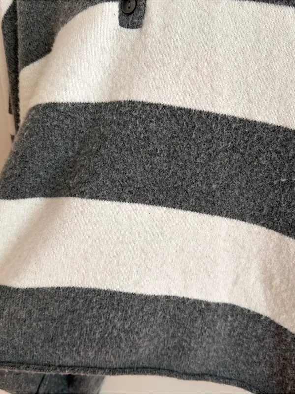 No Boundaries Striped Knit Polo Sweater Henley Grey White XL 16-18 Preppy - Image 7