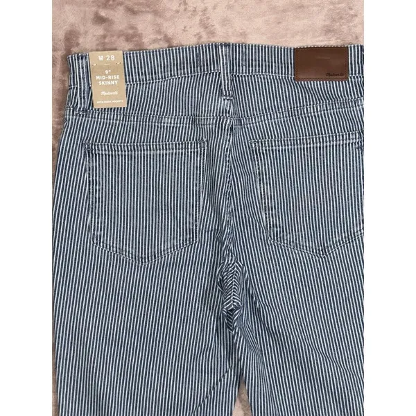 Madewell Womens‎ Skinny Jeans Blue White Mid Rise Striped Size 28 NWT - Image 5