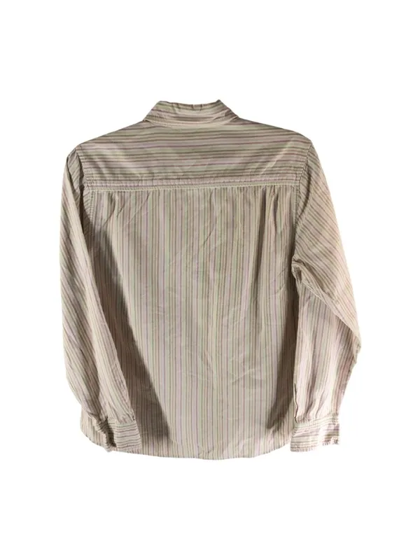 Eddie Bauer Womens Striped Button-Up Shirt 100% Cotton Long Sleeve White Pink S - Image 2