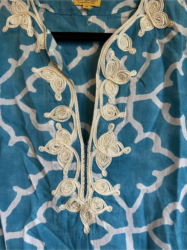 Roberta Roller Rabbit Cotton Printed Tunic Dress Women’s Medium India Blue White - Image 2