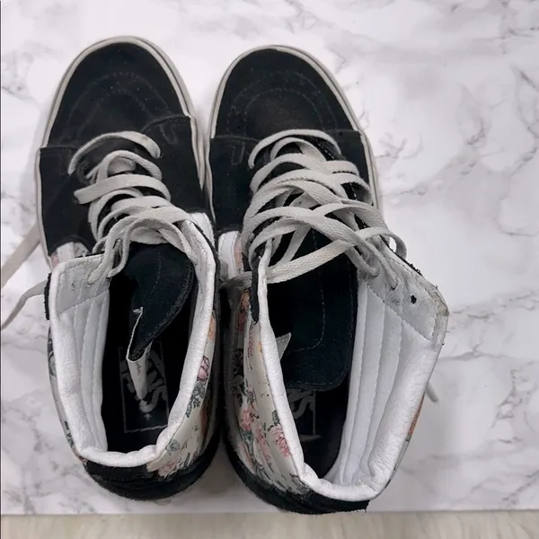 Unisex Vans Black and White High-Top Shoes - Image 9