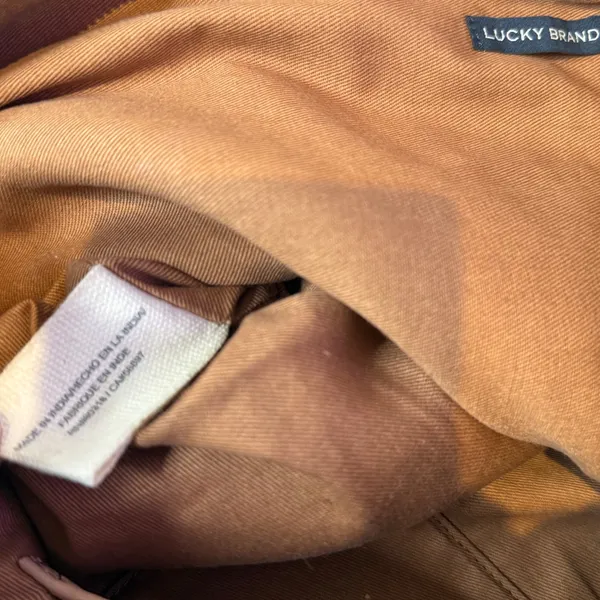 Lucky Brand Woven Leather Clutch Women Large Tan Bohemian Zipper Pouch - Image 7