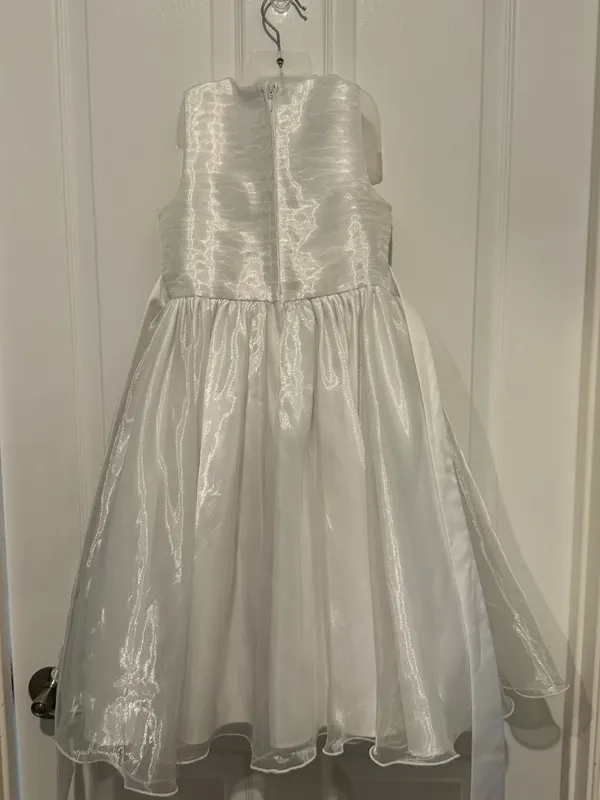 Couture Princess Girls White Formal Dress Size 7 Rhinestone Waist Bow Back - Image 3