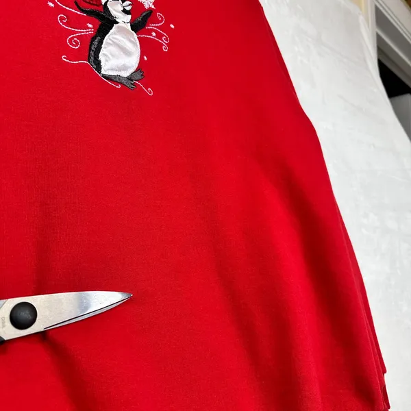 VTG Top Stitch Morning Sun Large Red‎ Collared Sweater Holiday Christmas Penguin - Image 10