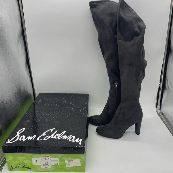 Sam Edelman Womens 8 Boots Kent Over the Knee Dark Gray Soft Vegan Suede Hi Heel - Image 2