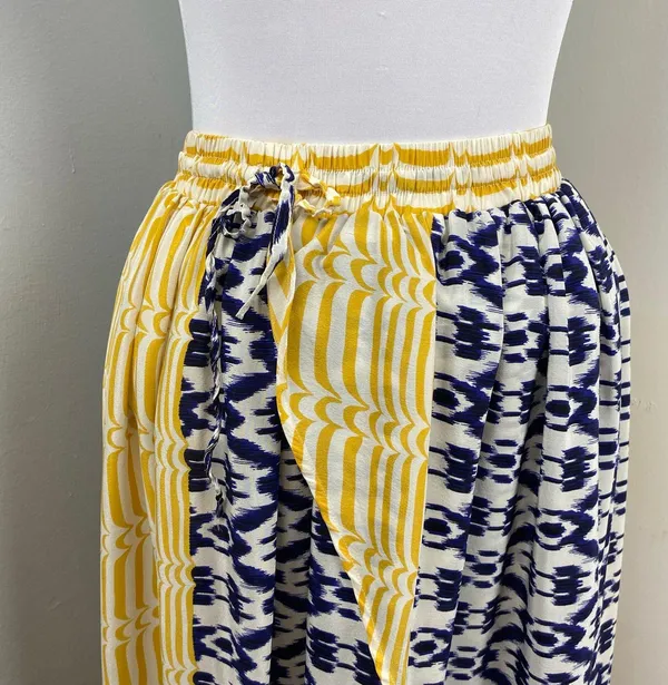 Anthropologie Funktional Silk Bent Stripes Asymmetrical High Low Skirt Medium - Image 4