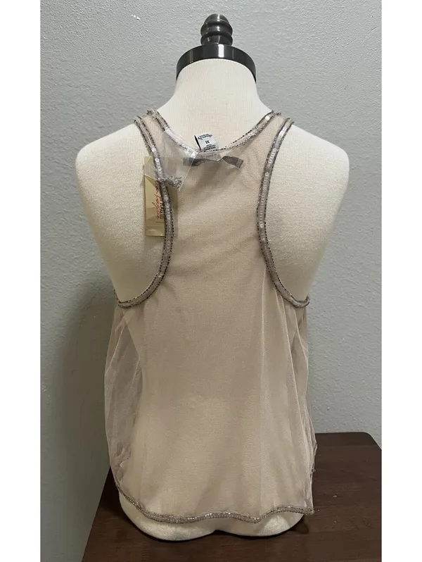 NWT VTG American Rag Beaded Tank Top Mesh Sequin Boho Sz M - Image 4