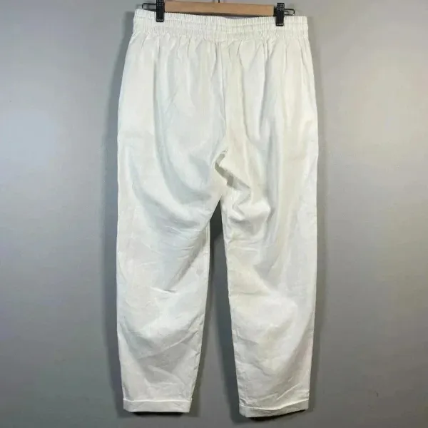 J Crew‎ New Seaside Pant Women White Linen Blend Pull On Pockets Travel Size 8 - Image 6