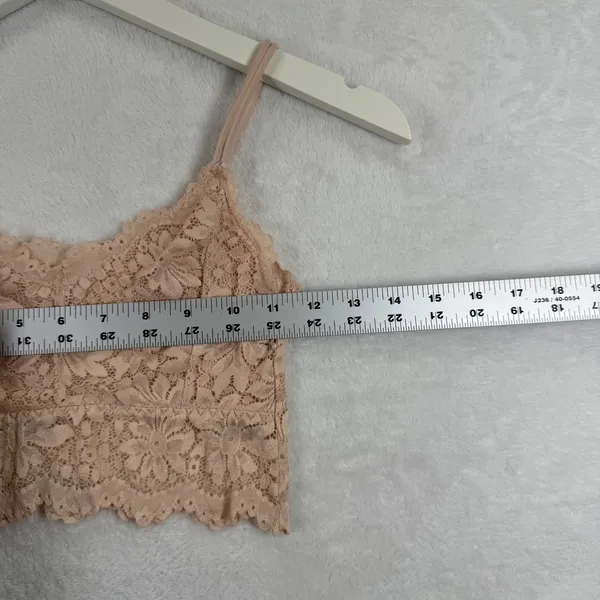 Sans Souci Floral‎ Lace Bralette V-Neck Adjustable Straps Scalloped Trim Peach Small READ - Image 2