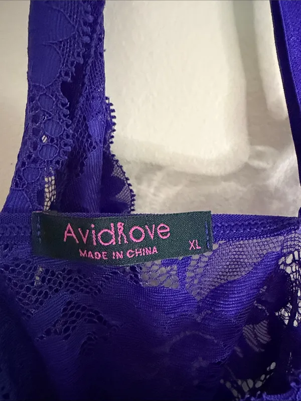 Lace V-Neck Chemise in Cobalt Blue - Image 2