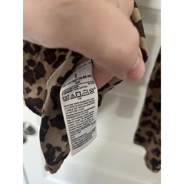 Gap Perfect Shirt SMALL Button Up Animal Print Brown Twee Coquette - Image 8