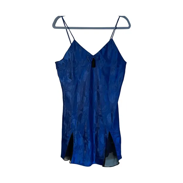Victorias Secret Lingerie Size M Blue Satin Slip Dress Mini Chemise Sexy Vintage - Image 3