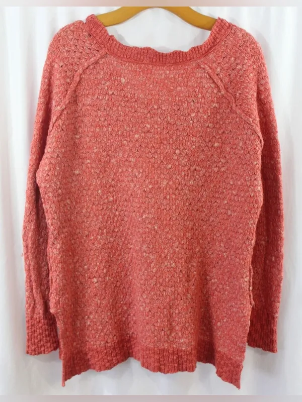 Free People Womens Red/OrangeChunky Long Sleeve Wool Blend Pullover Sweater Sm - Image 4
