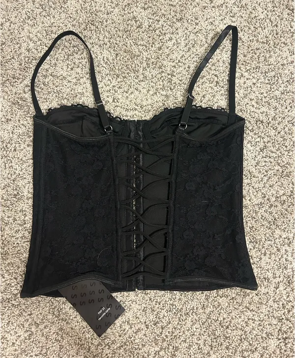 Black Shein Corset Crop Top - Image 2
