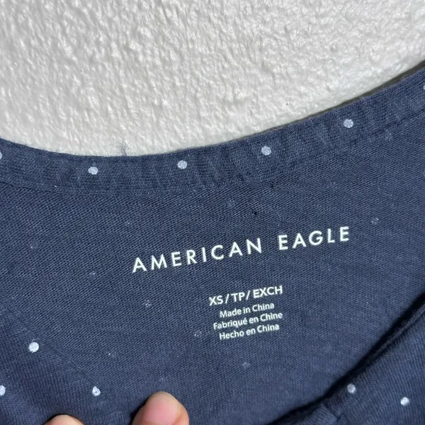 American Eagle‎ Women Off Shoulder Dotted Blue Top size XS - Image 4