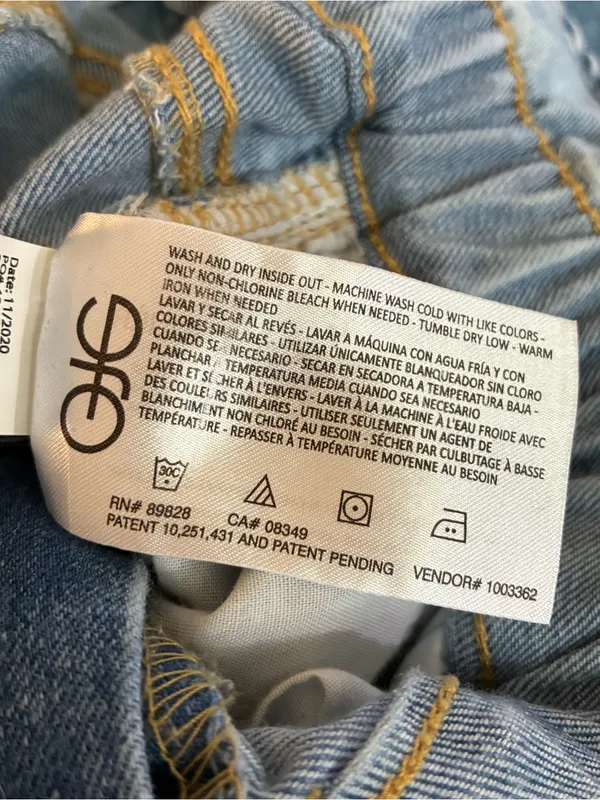 Vintage America Paperbag Waist Jeans High Rise Tapered Stretch Light Wash 12 - Image 3