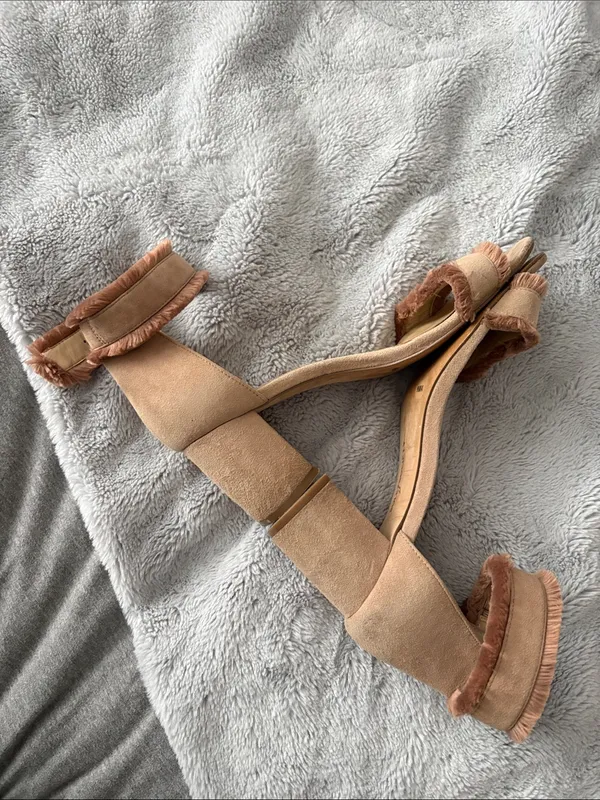 VGC Sole Society Tan Suede Fringe Ankle-Strap Block Heels SIZE 9.5 (41) - Image 8