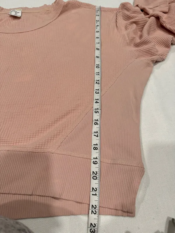 Aerie OFFLINE Pink Waffle Knit Long Sleeve Top - Image 8