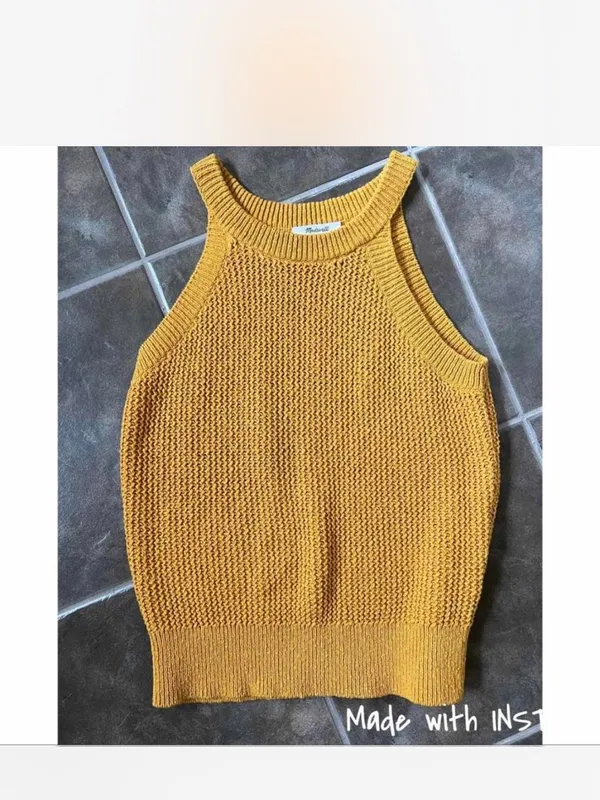 EUC Madewell cutaway sweater tank mustard color - Image 4