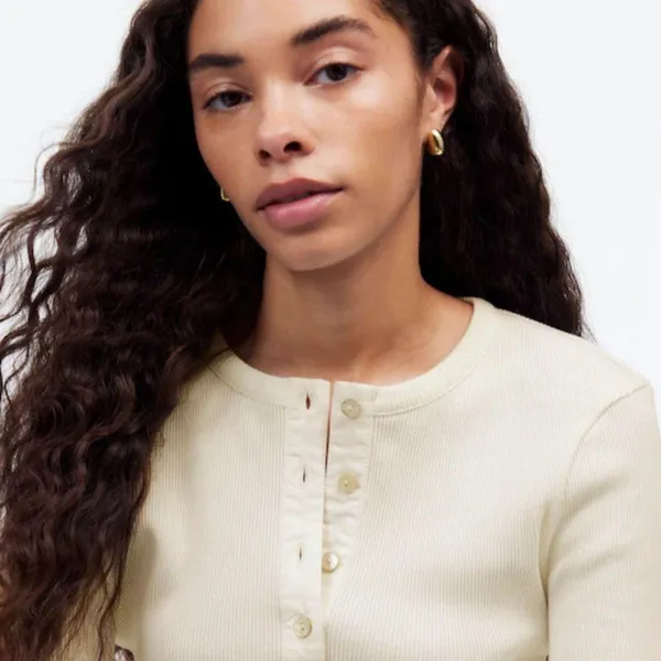 NWT Madewell Vintage Ivory Garment-Dyed Ribbed Cardigan Tee - Size: Extra Small - Image 11