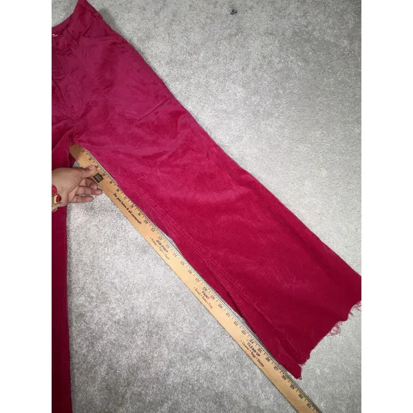 pilcro wide leg crop (29in Inseam) pink‎ corduroy pants raw hem 27 - Image 9