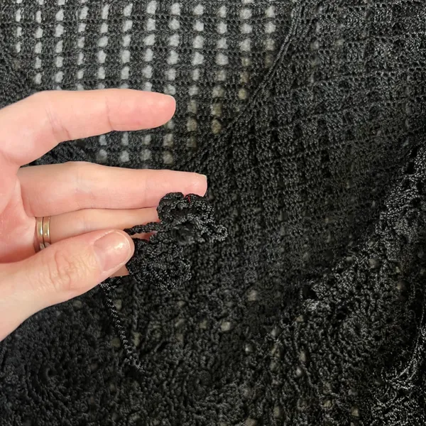 Bette Paige Black Crochet Cardigan XL Bell Sleeve Scallop Hem Boho Whimsigoth - Image 14