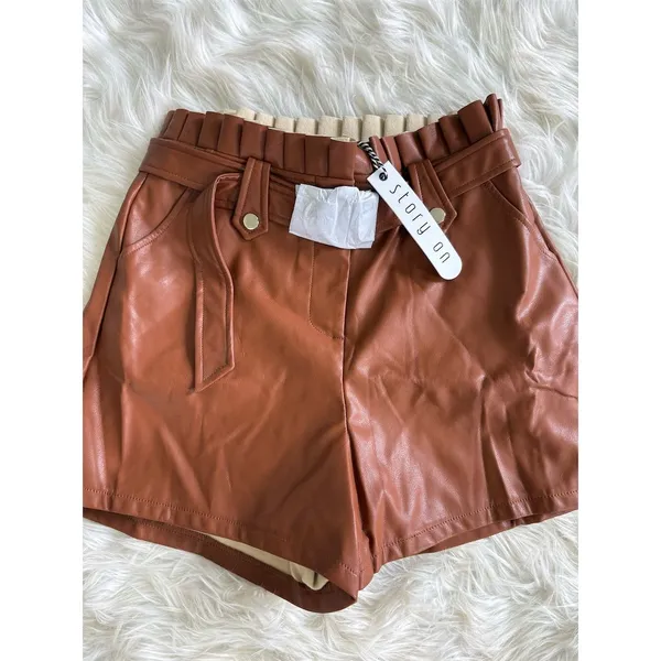 No Brand Women's Brown Paperbag Shorts‎ Size M - Image 5