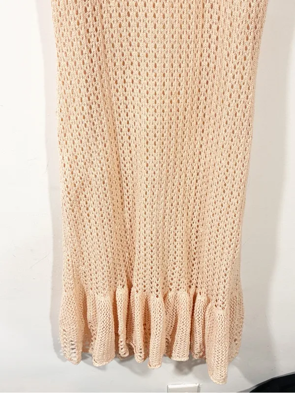 A.L.C Cream Crochet Tulled MIDI Tank Dress Size Large - Image 2