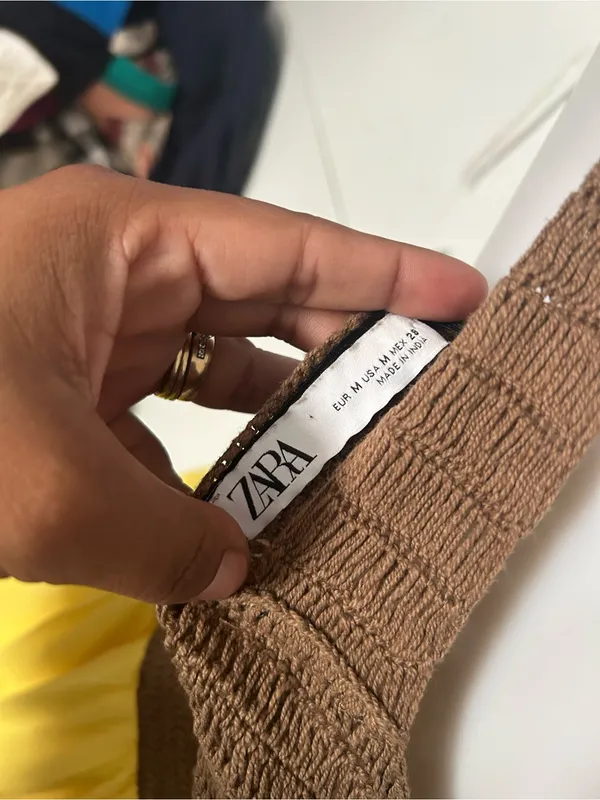 Zara Brown Crochet Bodice Yellow Maxi Dress - Image 7