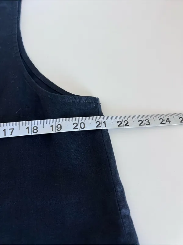 Quince Women's 100% European Linen‎ Sleeveless Swing Dress Black Pleated Summer - Image 7