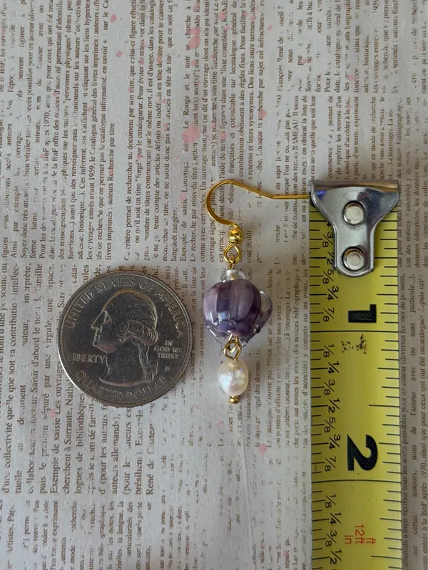 Lilly of the valley mini purple flower fairy cottage dainty dangle earrings 💜 - Image 6