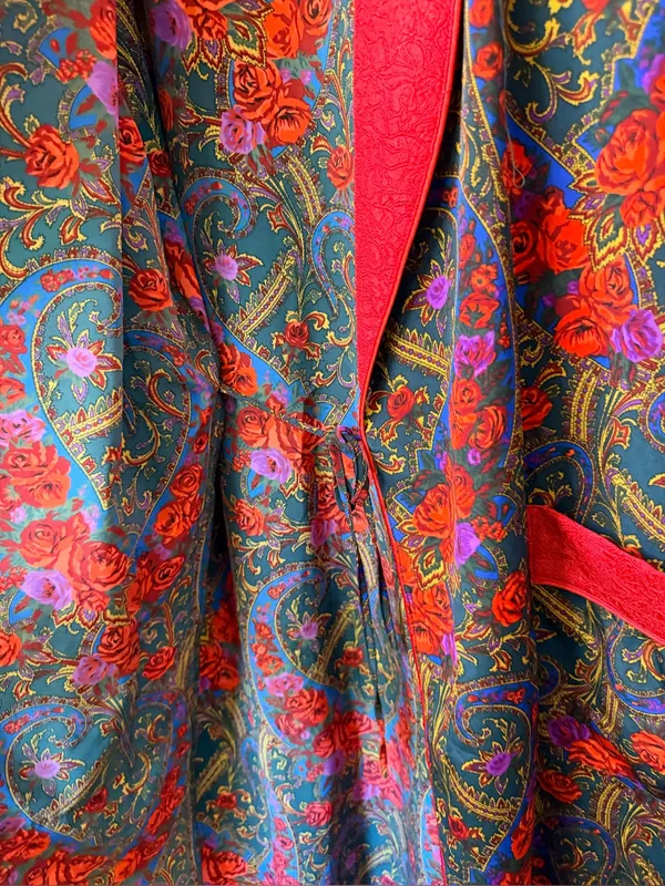 Vintage Victoria's Secret Kimono Robe Gold Label Red Floral 90s Lingerie - Image 5