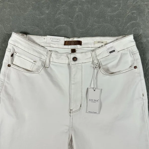 Judy Blue Jeans Womens 18W White High Rise Kick Flare Stretch Denim NWT Classy - Image 5