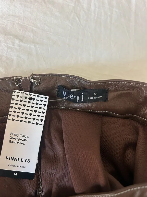 Very J Boutique Brown Leather Skirt - Image 2