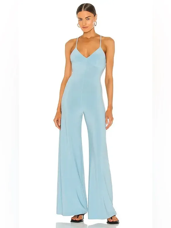 NORMA KAMALI x REVOLVE Slip Low Back Jersey Jumpsuit in Powder Blue Sz. XS - Image 5