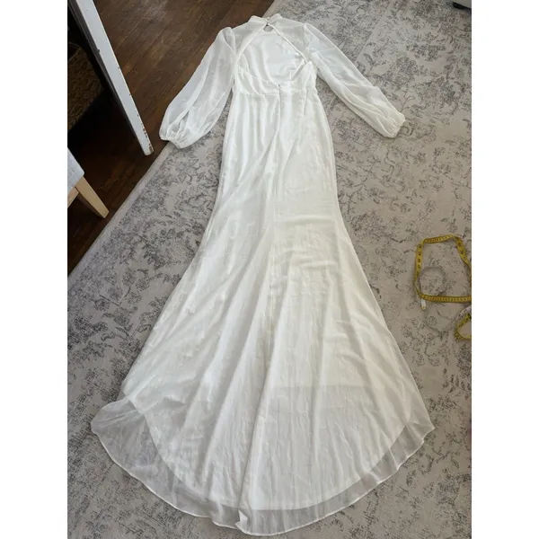 Lulus Graceful Love White Long Sleeve Backless Mermaid Maxi Dress Size Small - Image 4