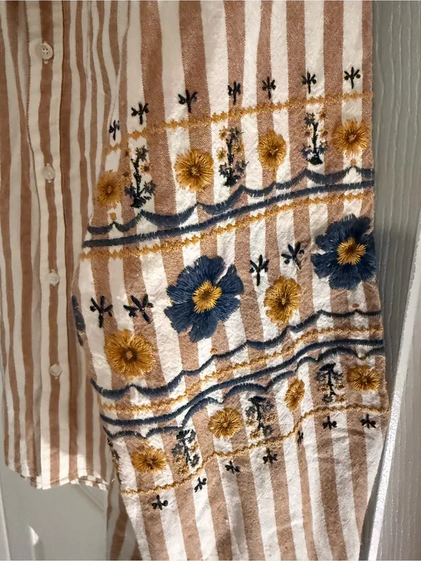 Driftwood Laura Button Down with Embroidered Sleeves - Image 3