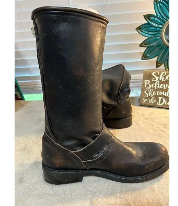 Freebird by Steven Men's Brown Leather Biker Boots Size 10 Mid-Calf - Image 3