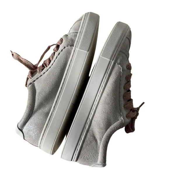 ZARA Women Metallic Glitter Silver Lace Up Fashion‎ Sneakers Size EU 39 US 8 - Image 9