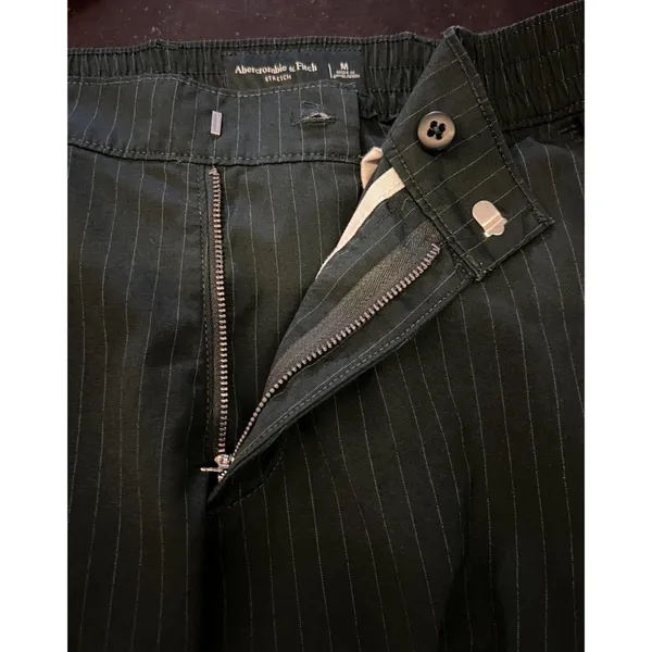 Abercrombie & Fitch Dress Pants Womens Med Blue Pinstripe Stretch Elastic Waist - Image 9