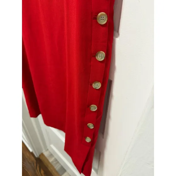 Ann Taylor plus size Red Side Button Sheath Dress Short Sleeve Scoop Neck Lined‎ - Image 3