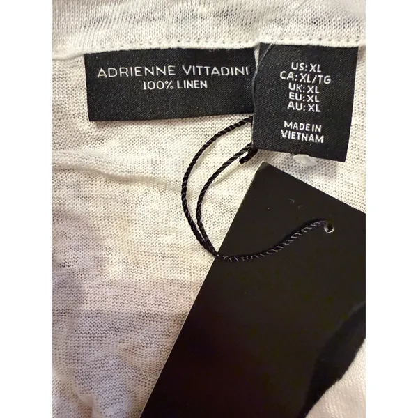 Adrienne Vittadini NWT Linen Top Women's XL White Long Sleeve Lightweight Resort - Image 3